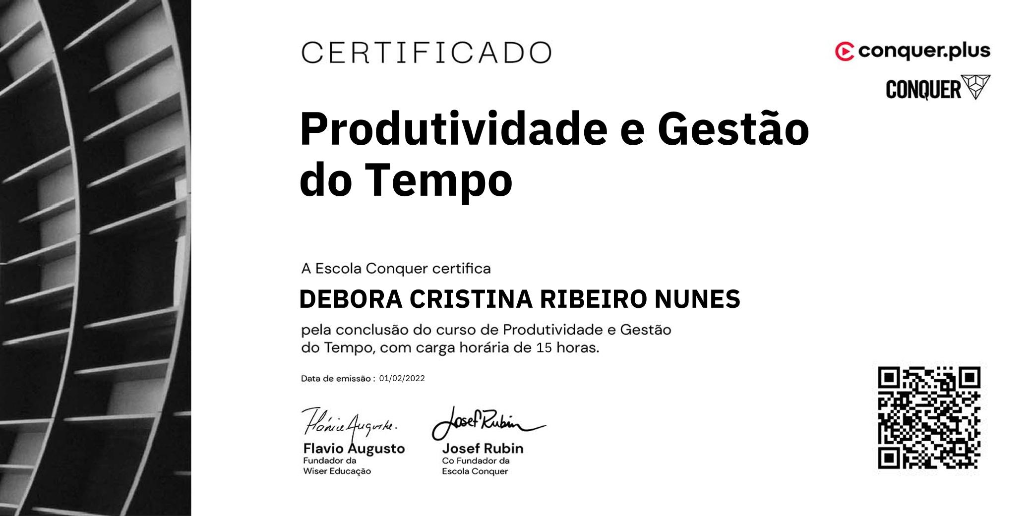 Certificado de Produtividade e Gestão do Tempo